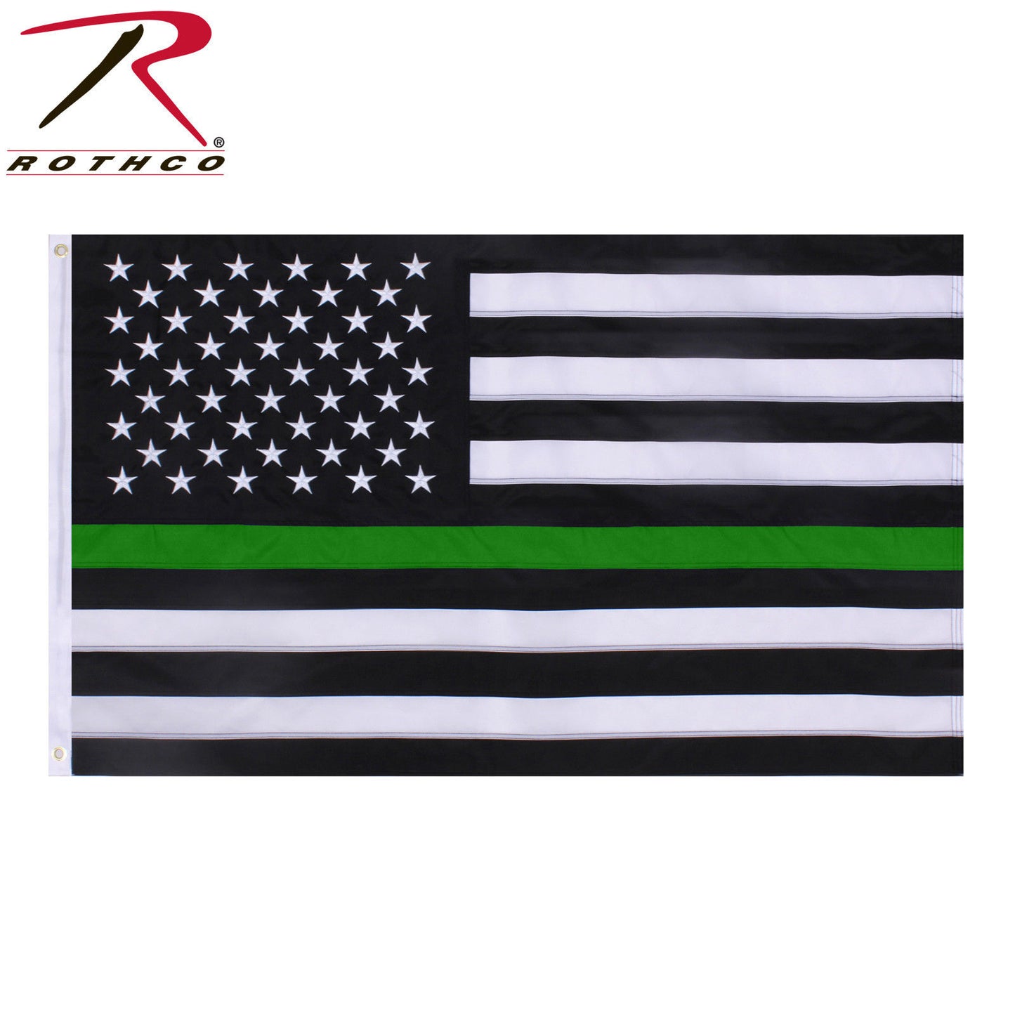 Rothco 3'x5' Thin Green Line U.S. Flag - 2-Grommet Hole Polyester American Flag