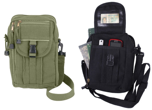 Rothco Compact Heavyweight Canvas Passport Travel Tourist Pouch Bag - OD, Black