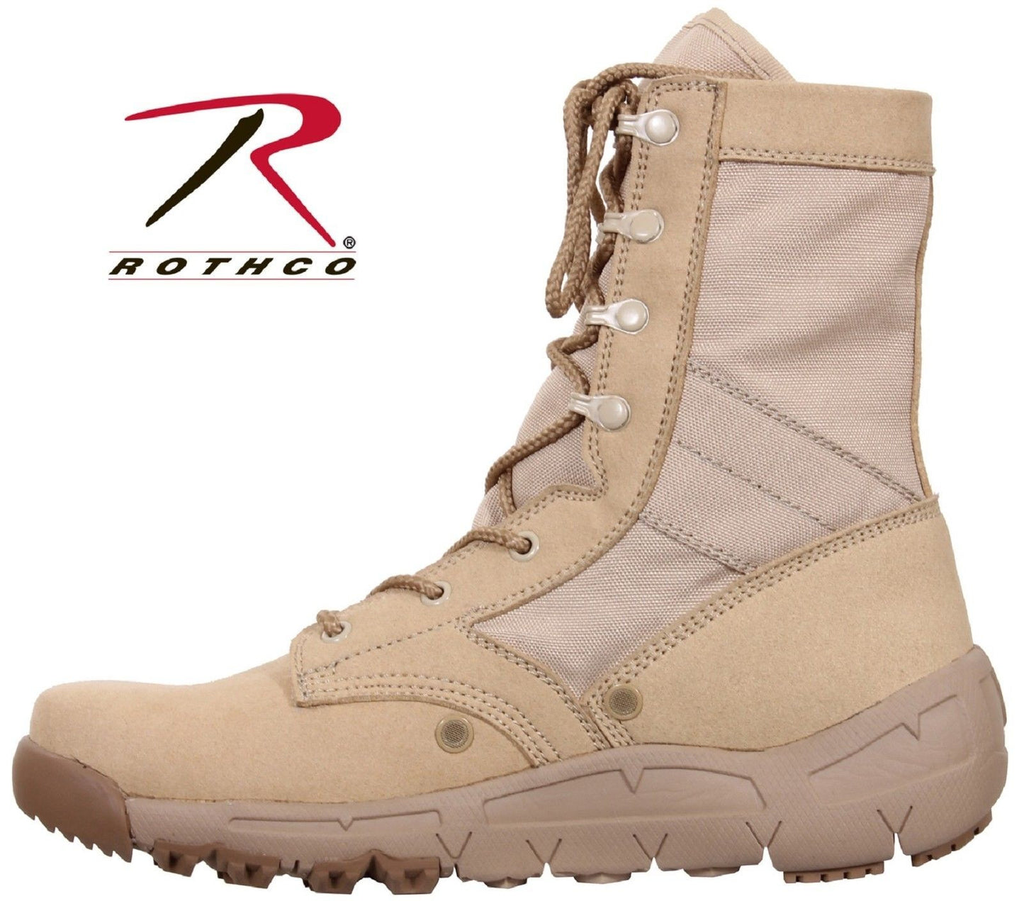 Lightweight V-Max Tactical Boots - Rothco Desert Tan 8.5" Field Duty Work Boot
