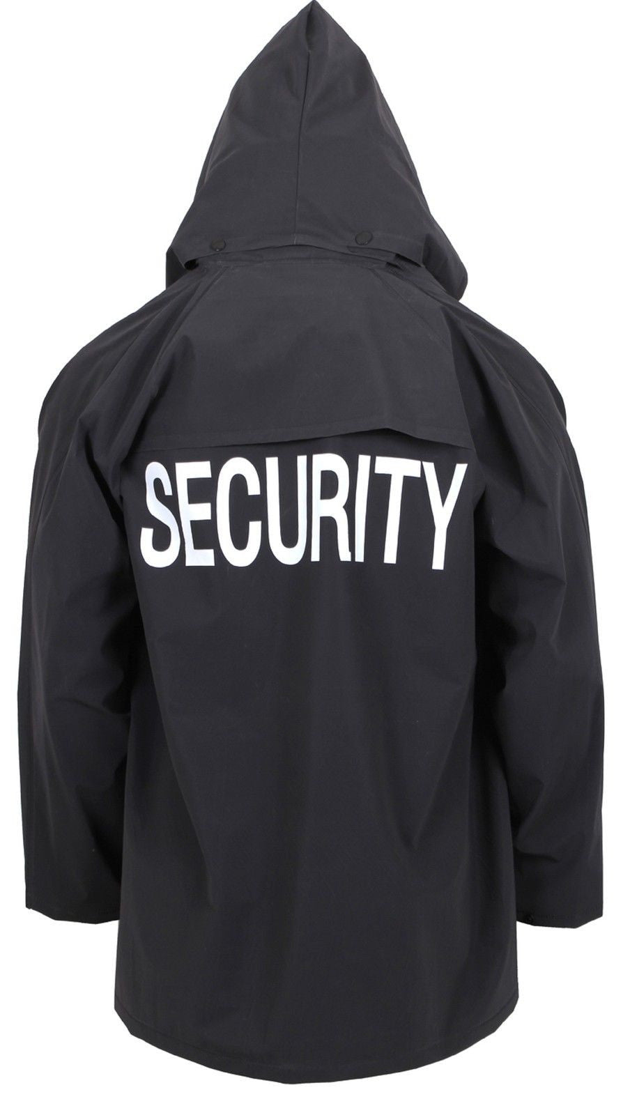 Mens Black SECURITY Rain Jacket - Rothco PVC Bouncer Staff Uniform Coat