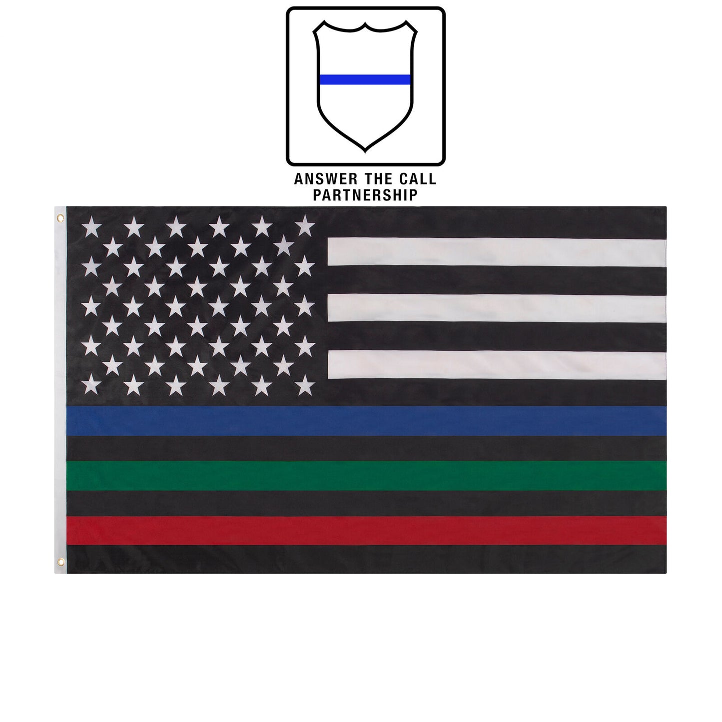 Rothco Thin Red, Blue, and Green Line US Flag - 3' X 5' American Flag w/ TBL