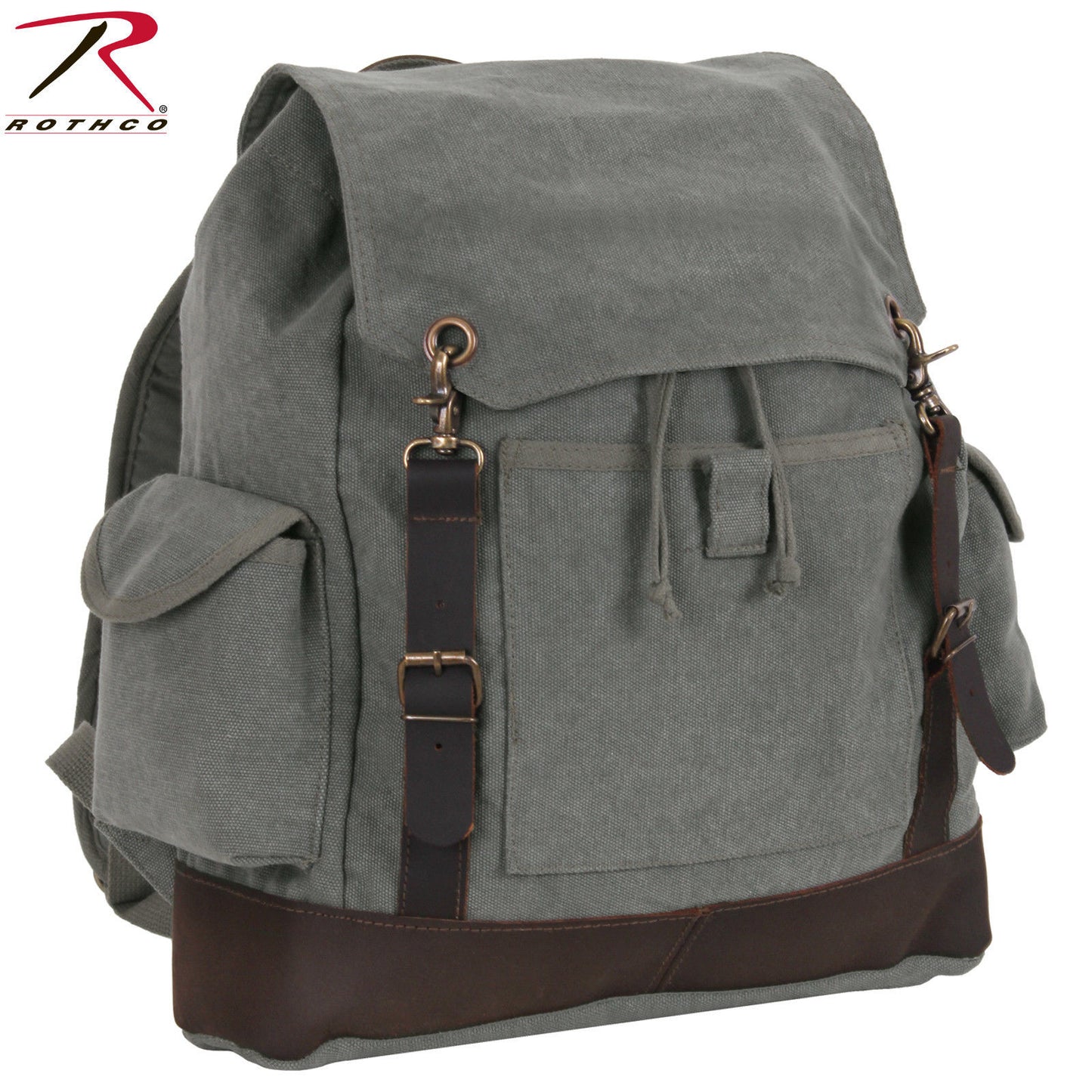 Rothco Vintage Expedition Rucksack - Charcoal Grey Cotton Canvas Backpack 8707