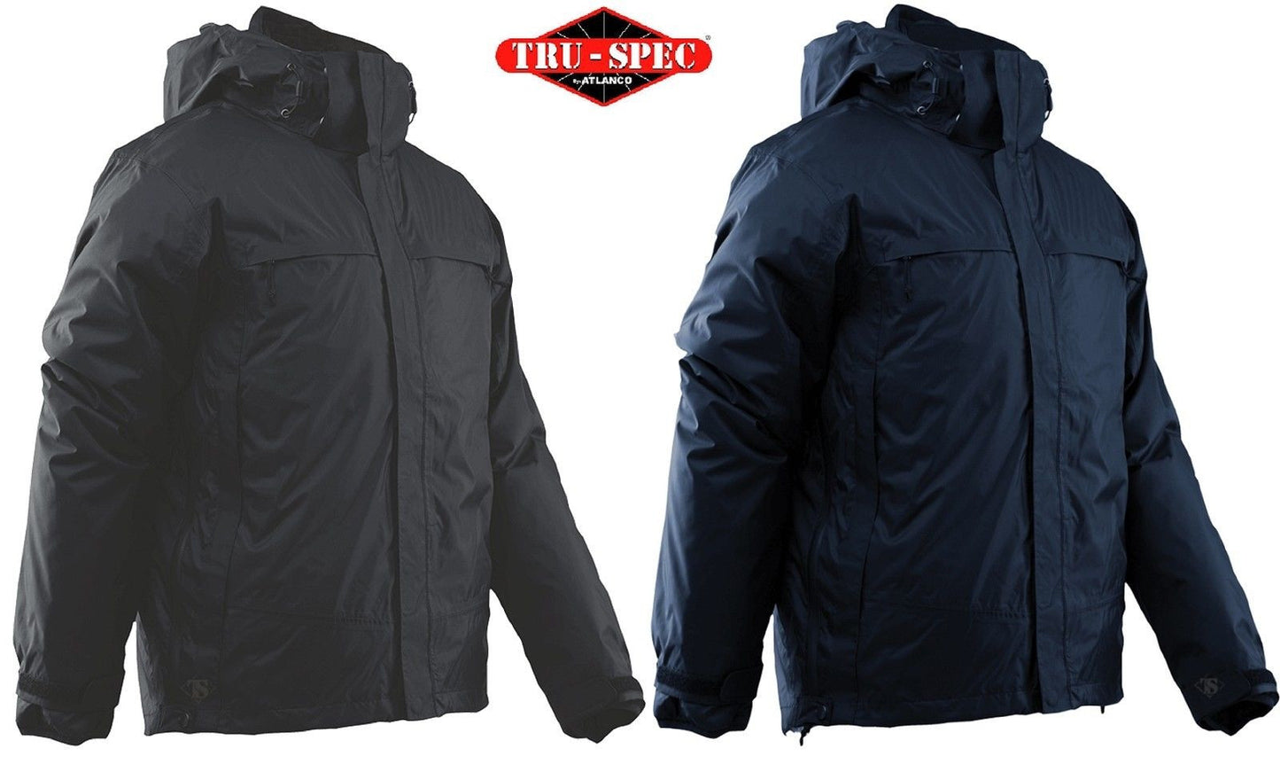 Tru-Spec 3-In-1 Waterproof Jacket - Mens Black or Navy Blue Nylon Tactical Coat