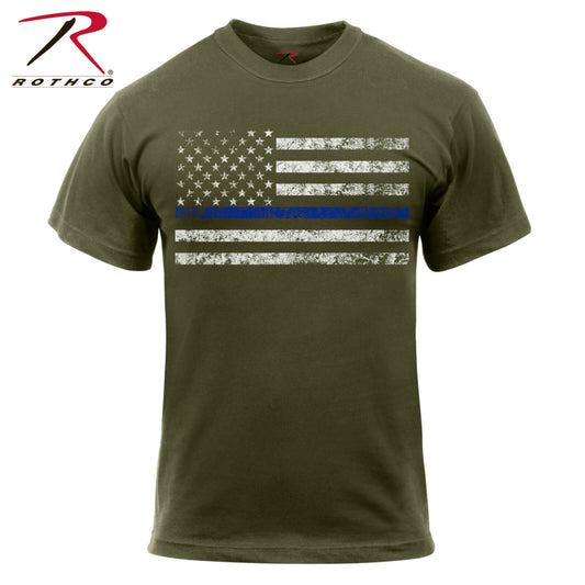 Rothco Olive Drab Thin Blue Line T-Shirt - Enforcement Support Tee Shirt