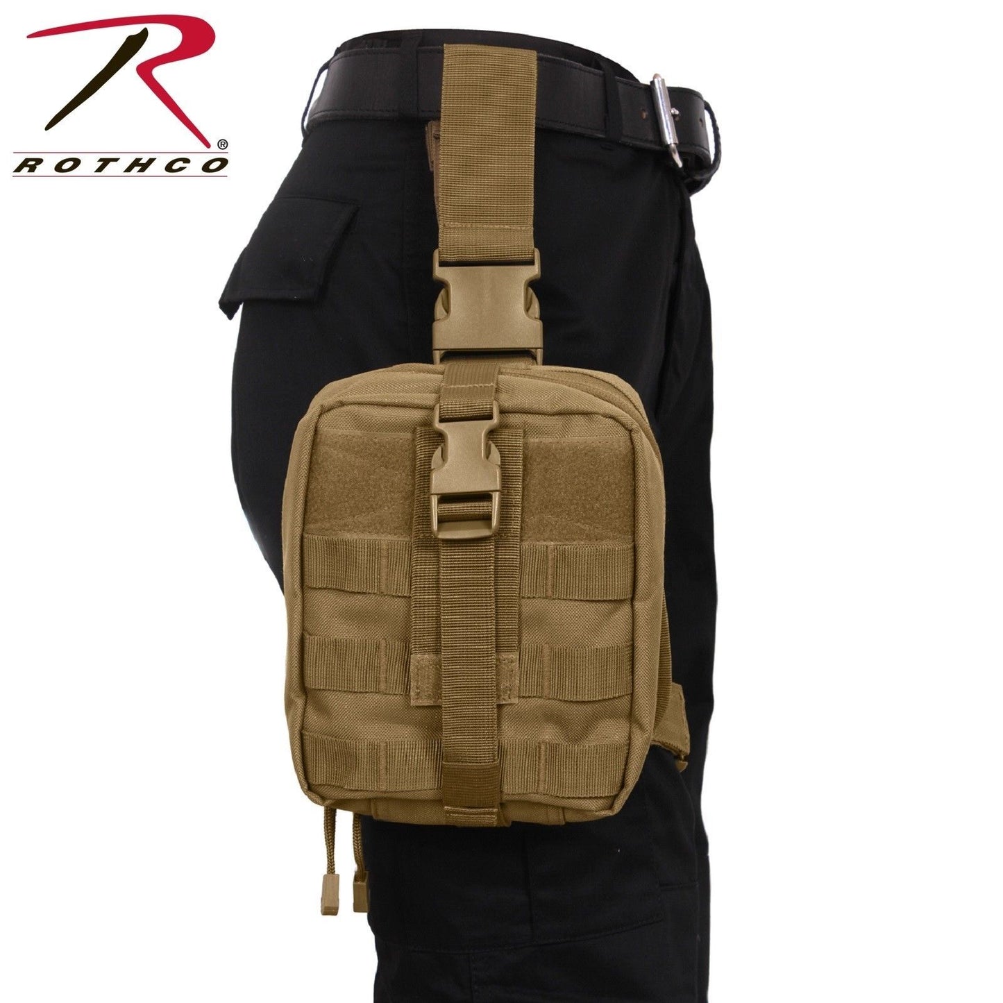 Rothco Drop Leg Medical Pouch - Coyote Brown Holstered Tactical MOLLE Medic Bag