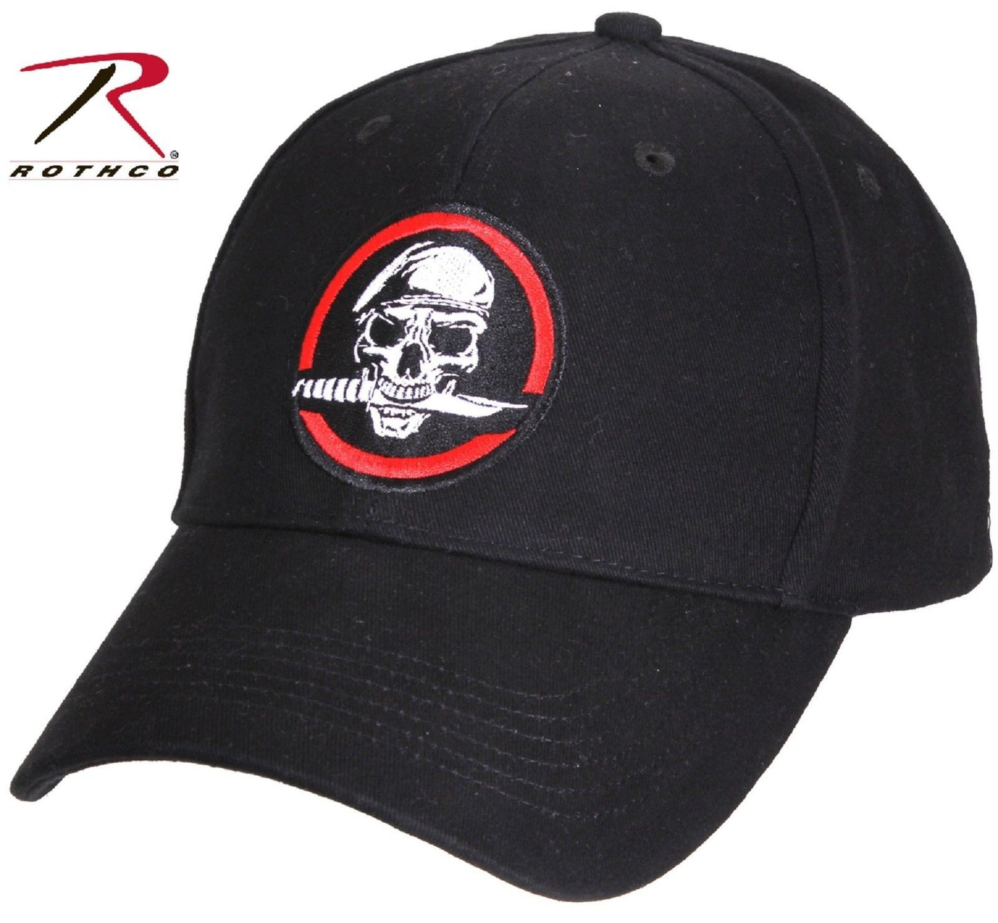 Black Skull & Knife Deluxe Low Profile Hat - Rothco Adjustable Cap