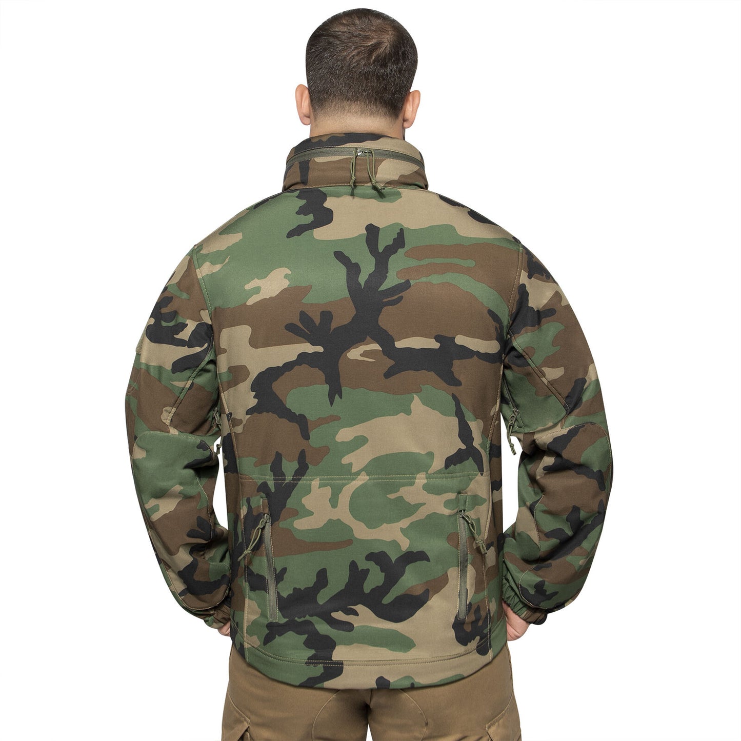 Men's Concealed Carry Water Resistant Soft Shell Tactical Jacket - Woodland Camo