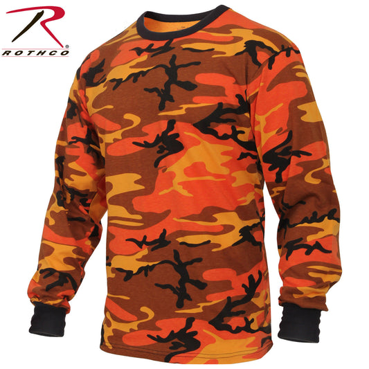 Men's Long Sleeve Orange Camo T-Shirt - Rothco Savage Orange Camouflage L/S Tee
