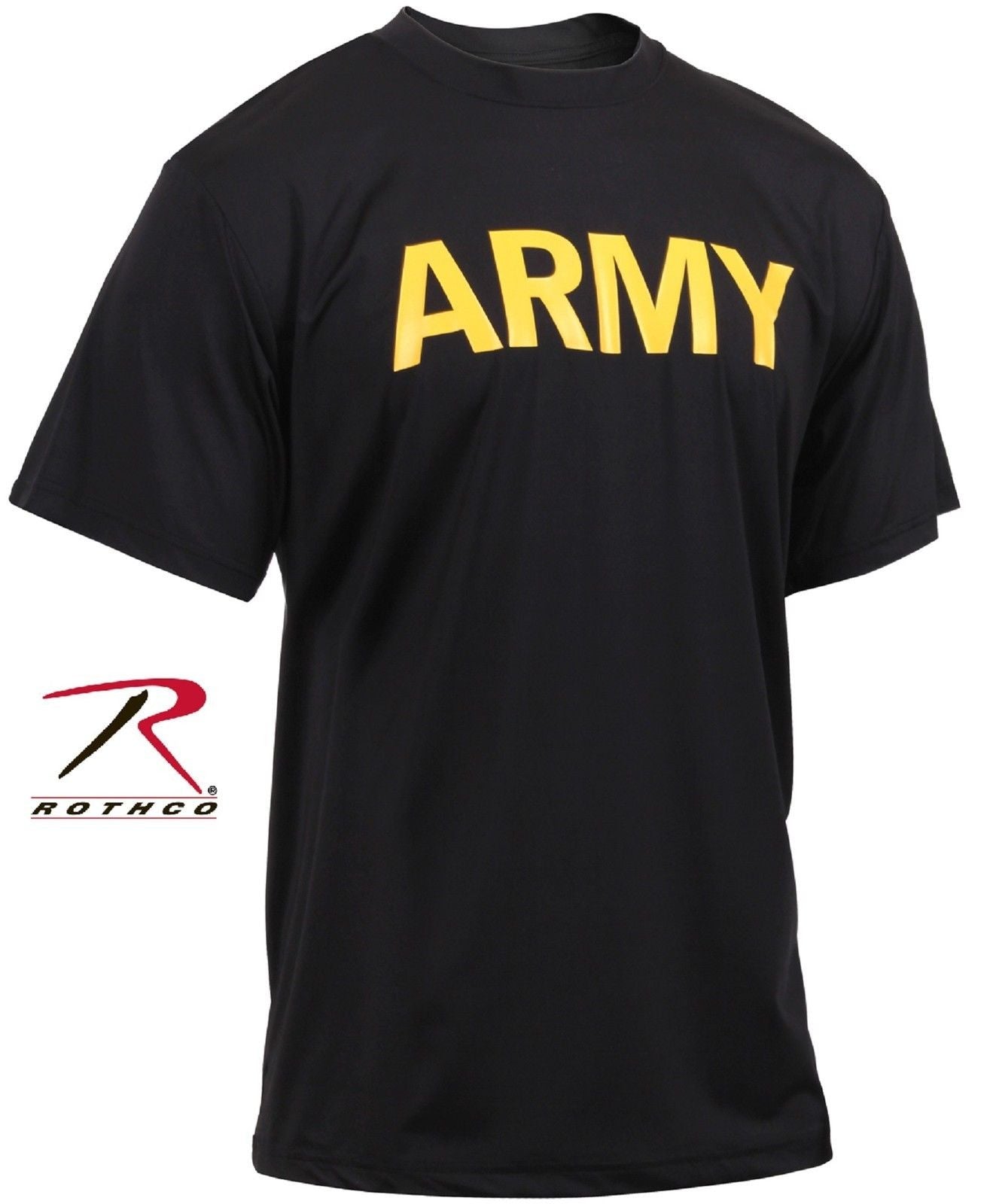 Black & Gold ARMY Performance Physical Training Shirt Rothco Mens PT Tee Shirt