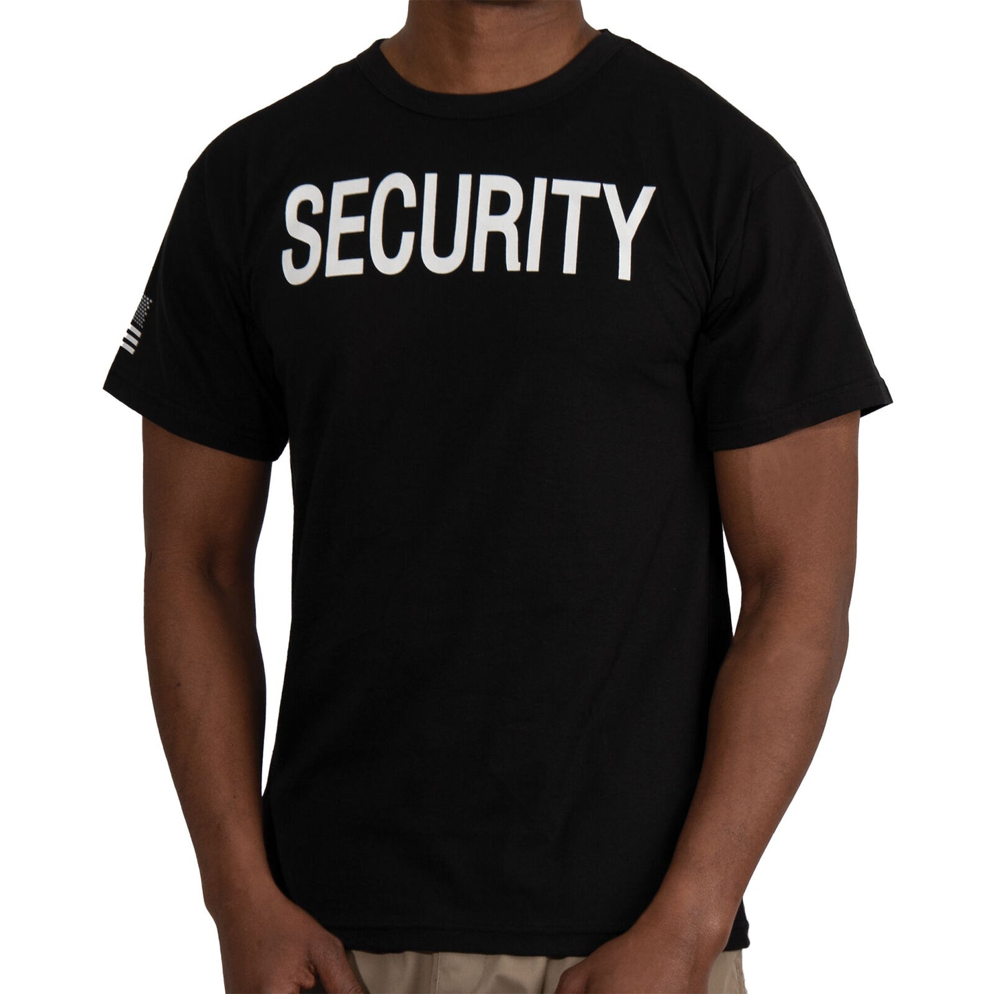 Men's Black 2-Sided "SECURITY" T-Shirt with US Flag On Sleeve