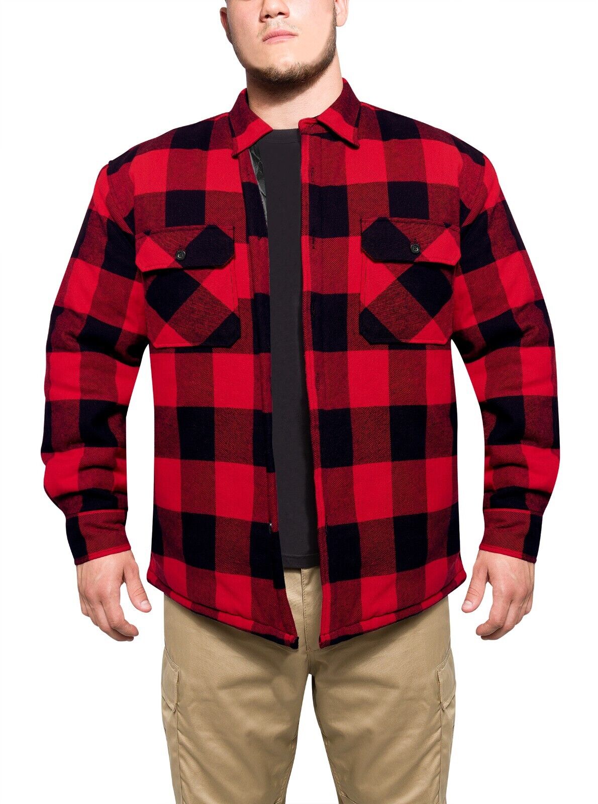 Men's Red Buffalo Plaid Quilt Lined Jacket - Rothco Flannel