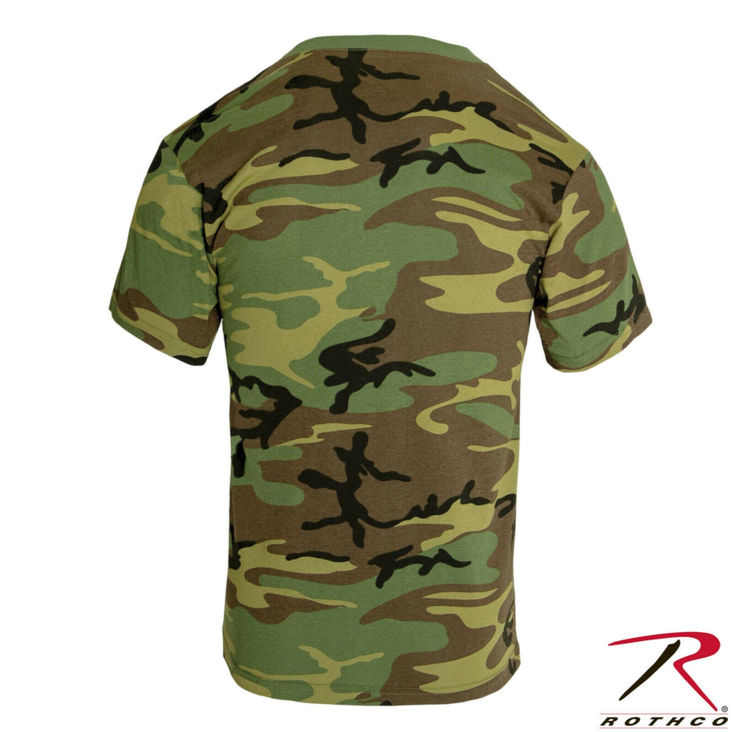 Rothco Men's Camo V-Neck T-Shirt - Woodland Camouflage V-Neck Tee Shirt