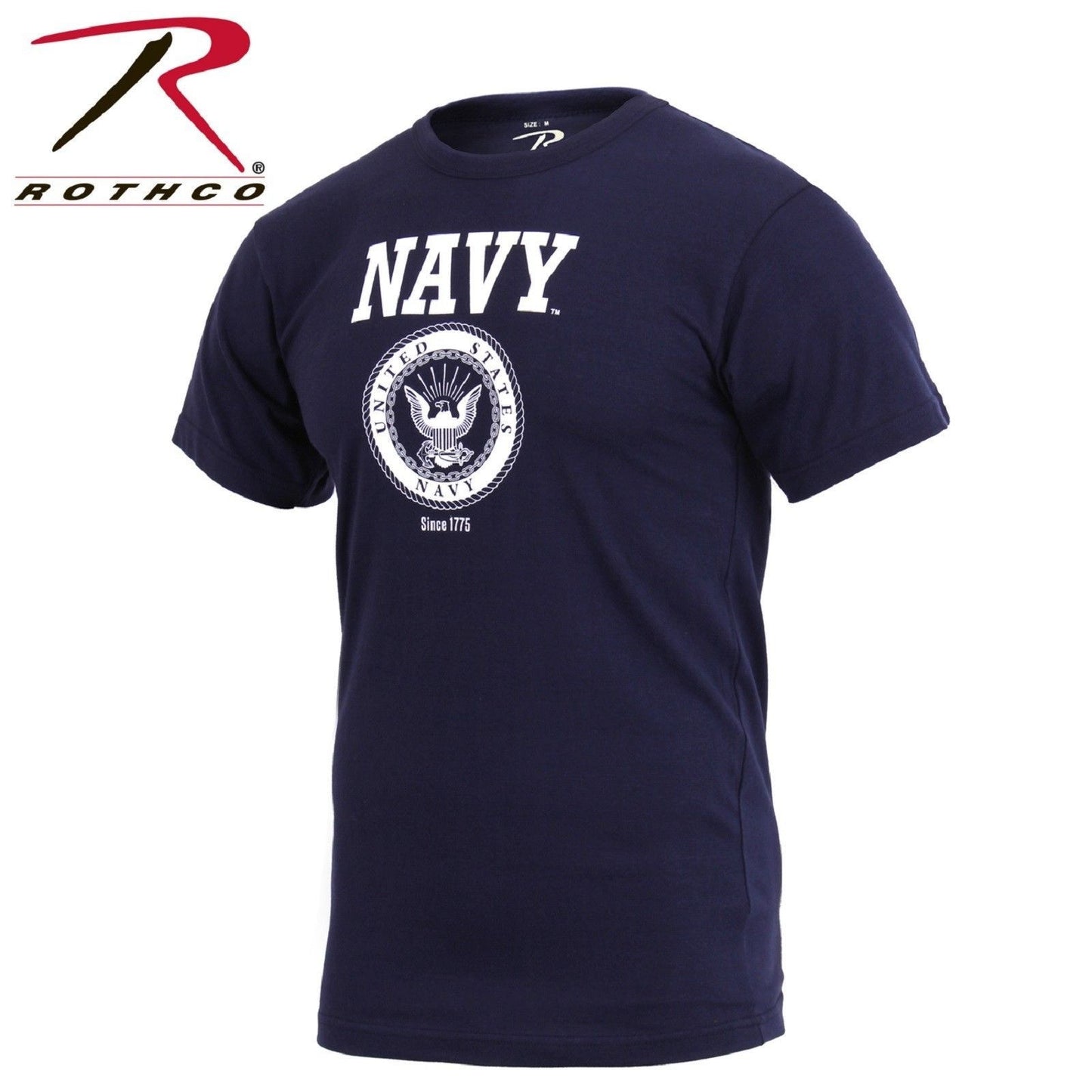 Mens USA Navy Emblem Tee Shirt - Rothco Dark Blue US NAVY TShirts