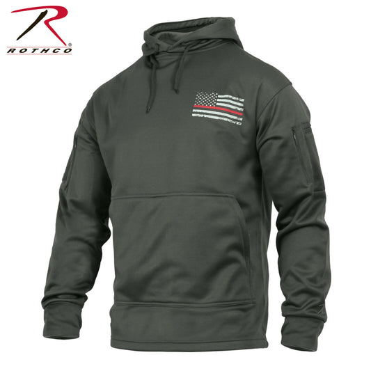 Men's Thin Red Line Concealed Carry Grey Hoodie - TRL Hooded Sweatshirt w/ Patch