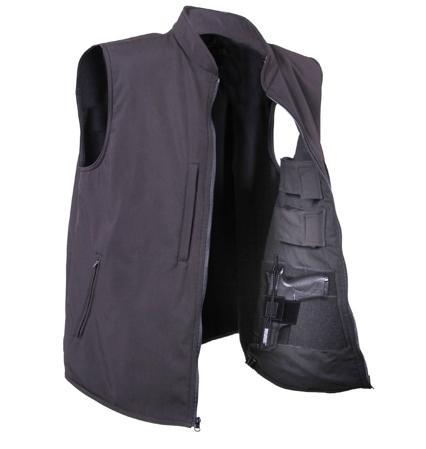 Men's Black Concealed Carry Waterproof Soft Shell Vest
