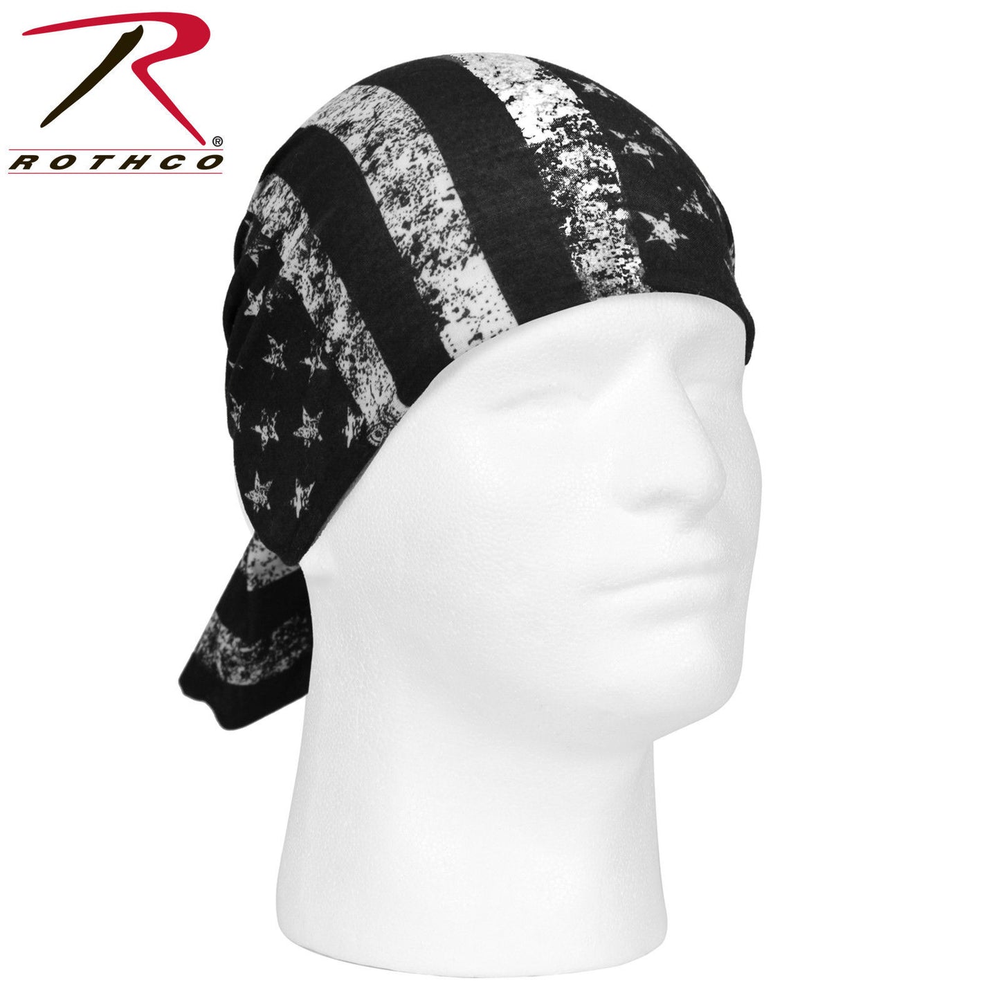 Rothco U.S. Flag Multi-Use Tactical Wrap - Black & White American Flag Head Wrap