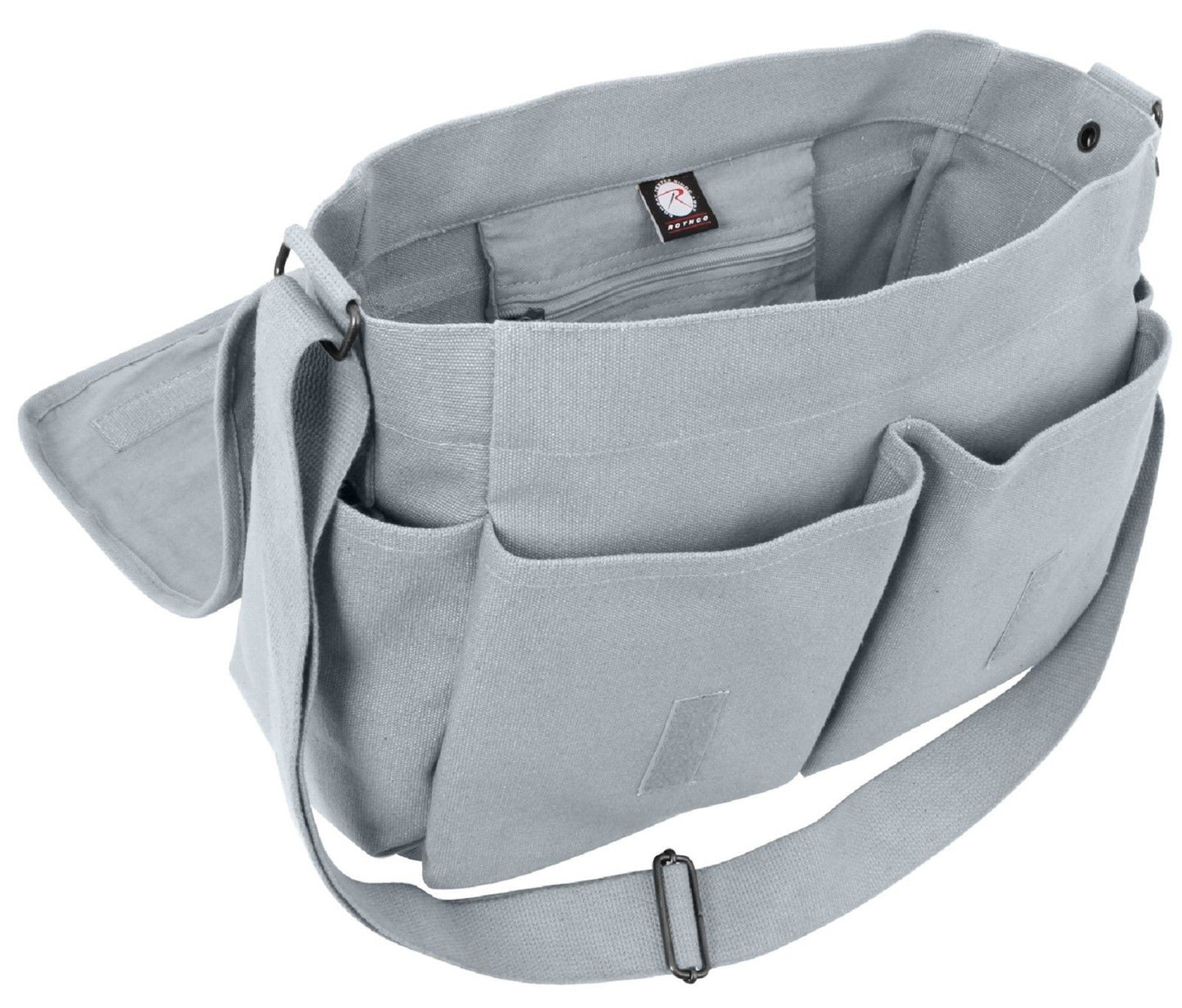 Vintage Grey Heavyweight Cotton Canvas Shoulder Messenger Bag Rothco 8172 NWT