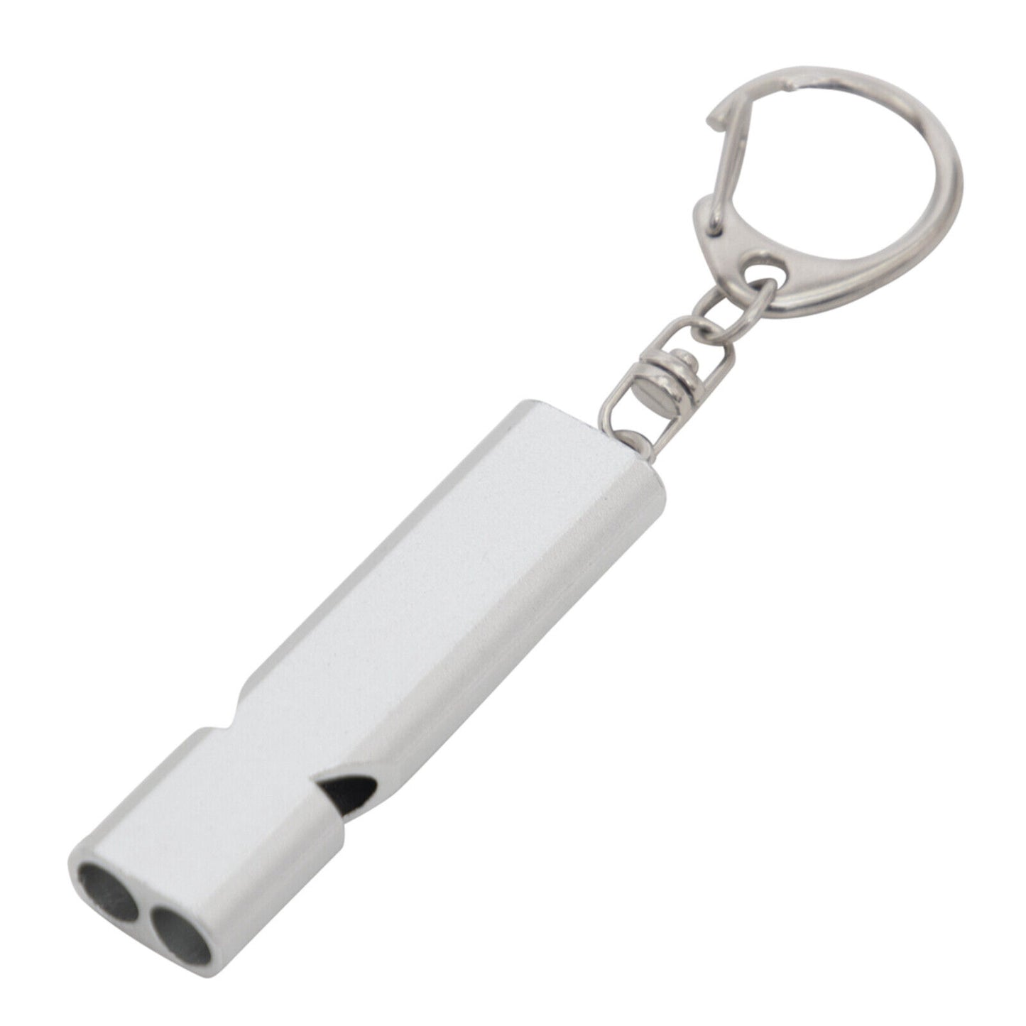 Super Loud Double Barrell Emergency Whistle W/ Key Clasp - 118 Db Aluminum Alloy