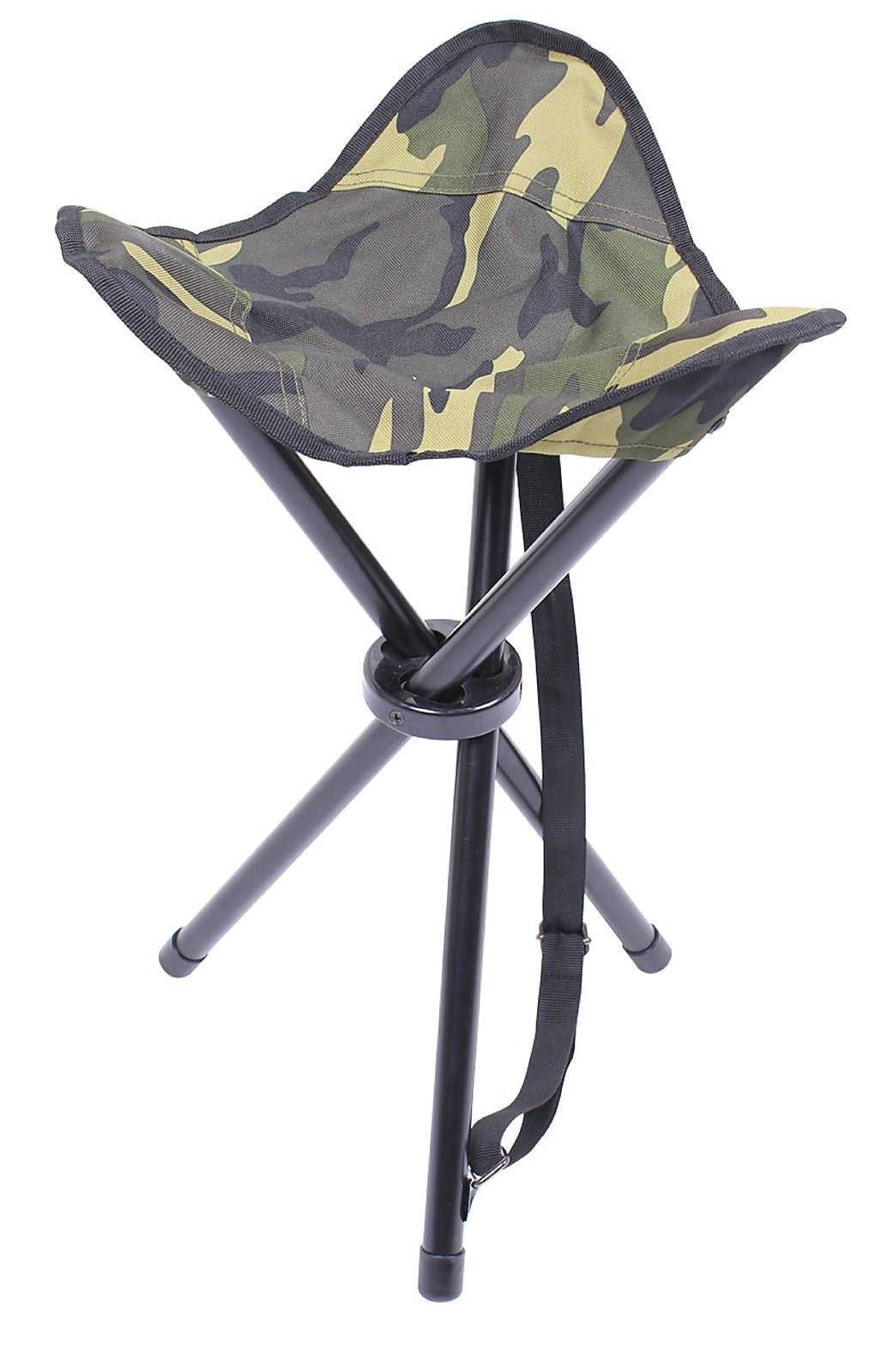 Foldable Woodland Camouflage 22" High Collapsible Sitting Stool w/ Carry Bag
