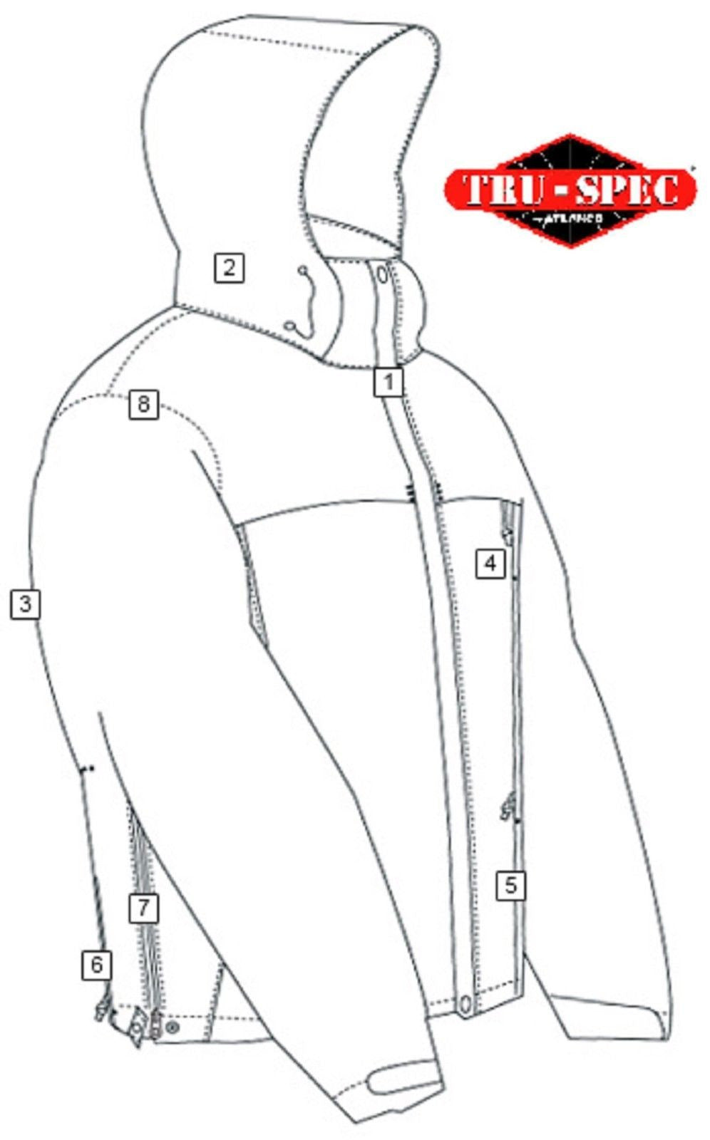 Tru-Spec 3-In-1 Waterproof Jacket - Mens Black or Navy Blue Nylon Tactical Coat