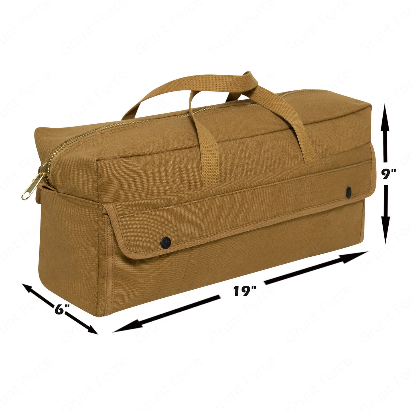 Coyote Brown GI Style Heavy Duty Canvas Tool Bag w/ Brass Zipper 19"X9"X6"
