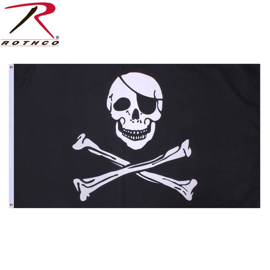 Rothco "Jolly Roger" Pirate Flag - Black & White Skull w/ Eye Patch & Crossbones