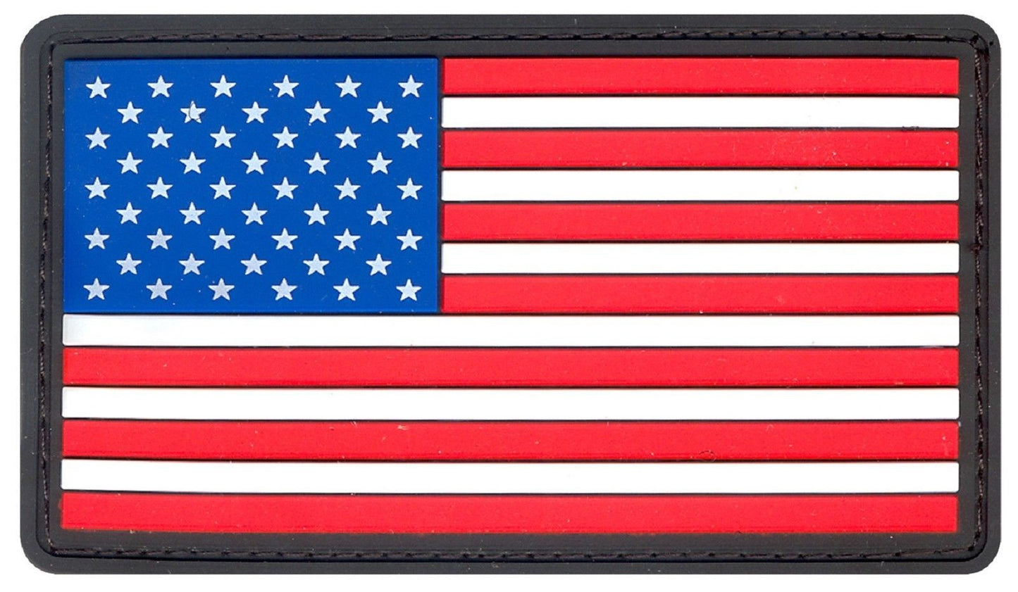 PVC USA American Flag Patch - Red, White & Blue Velcro-Type Hook Back Patches