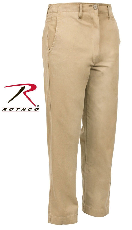Mens Washed Cotton Khaki Chino Pants - Rothco GI-Style Vintage Chinos 2346