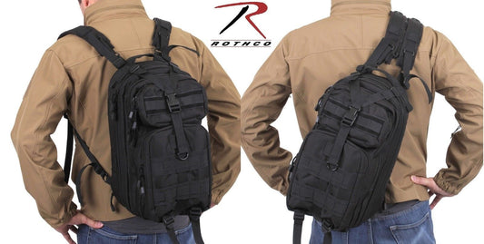 Black Rothco Convertible Medium Transport MOLLE Backpack & Single Sling Pack