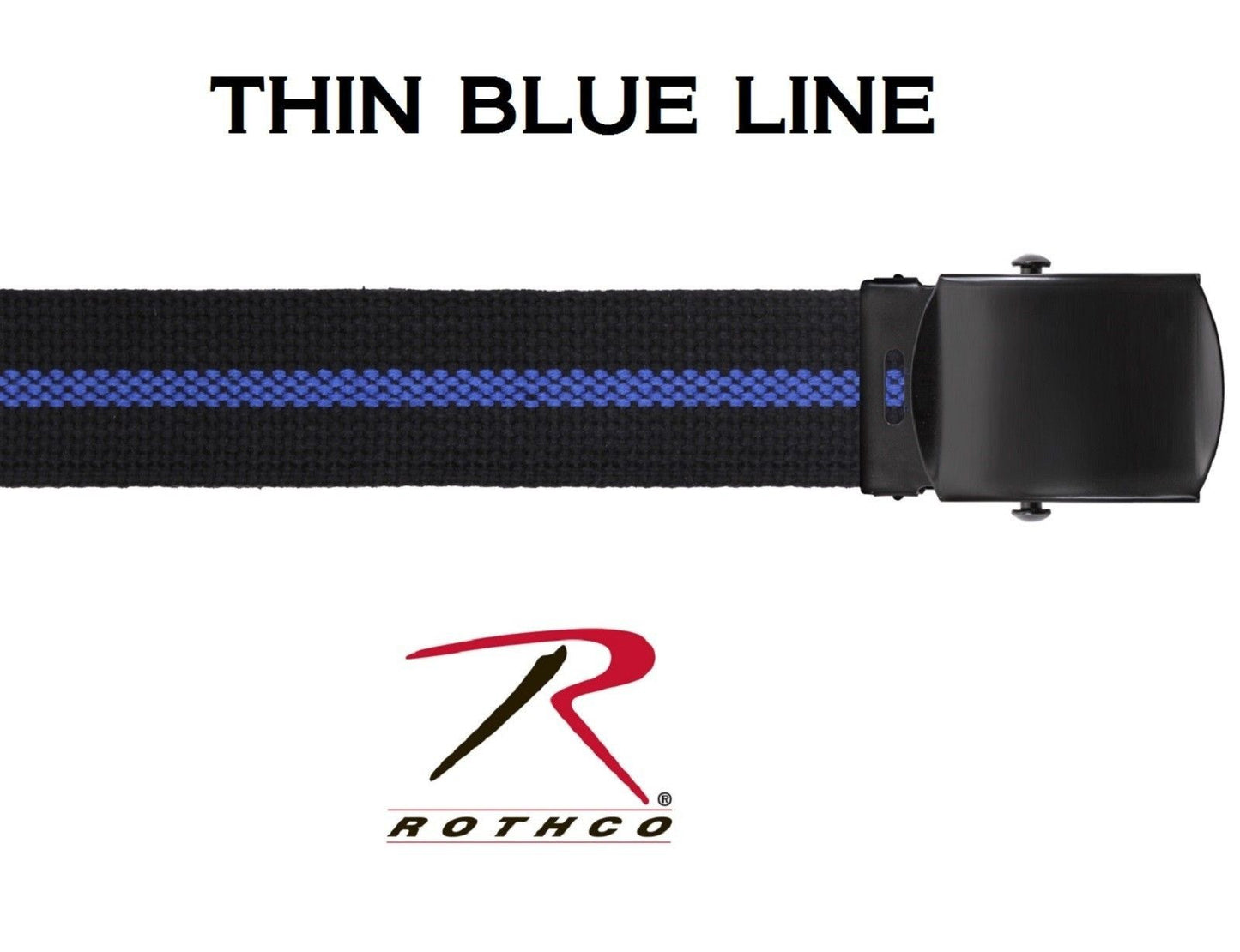 The Thin Blue Line Belt - 100% Cotton Rothco Black TBL Law Support Belts