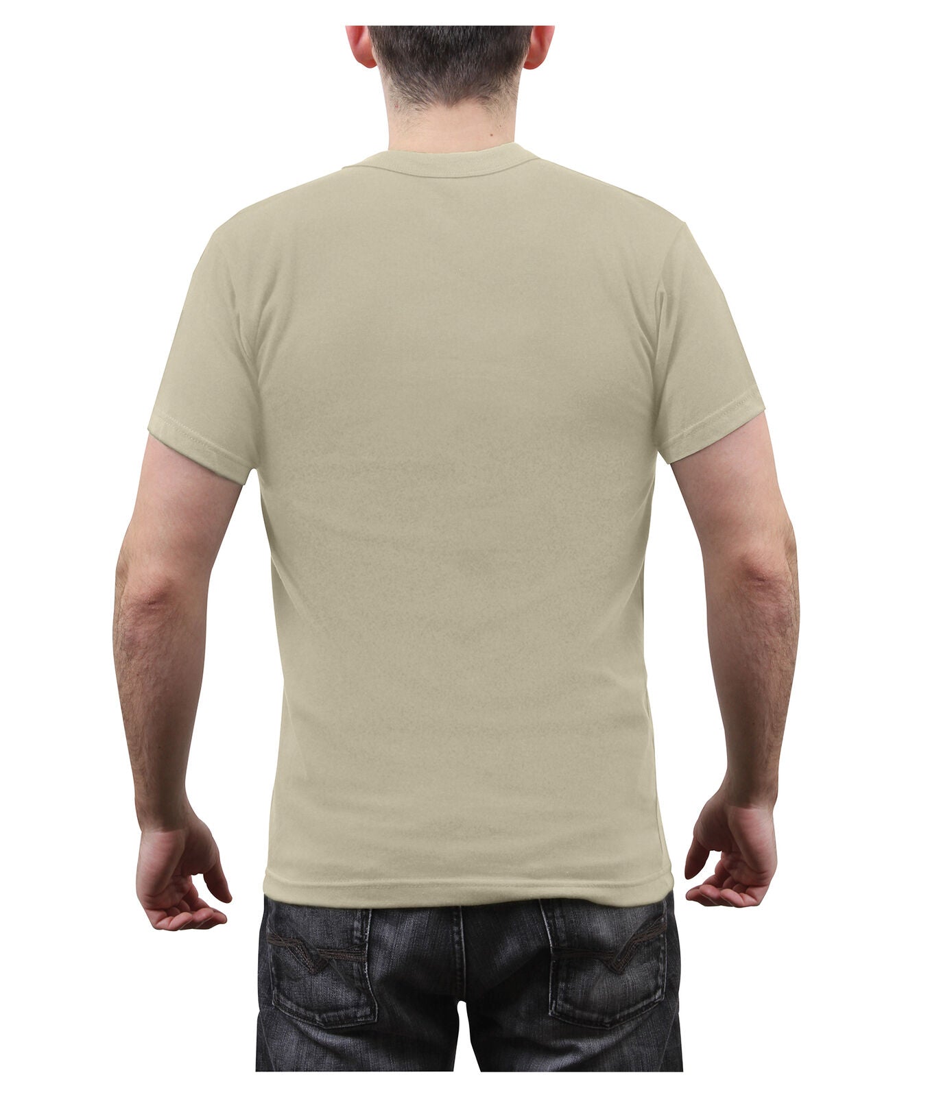 Men's Athletic Fit Distressed US Flag T-Shirt in Desert Sand