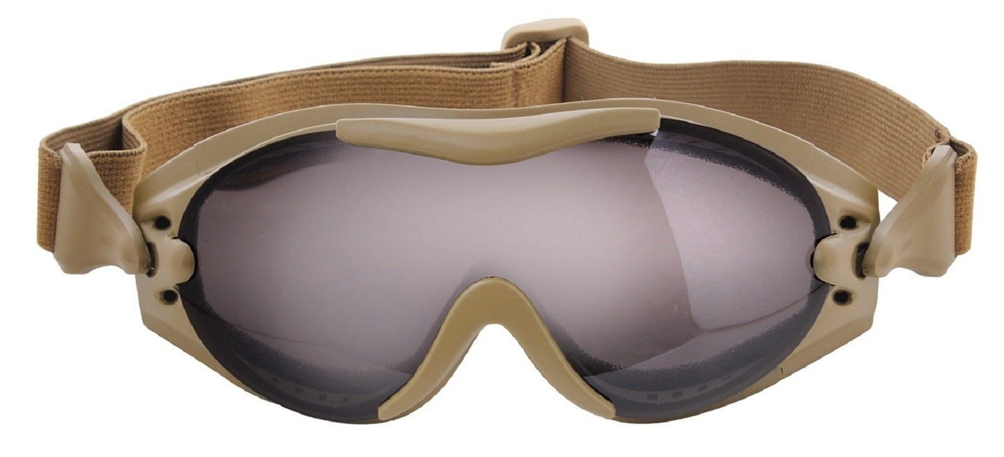 Coyote Brown Anti-Fog SWAT TEC Tactical Goggles w/ Elastic Headband Rothco 11397