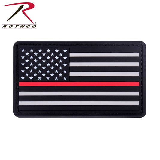 Rothco Rubber Thin Red Line Flag Patch - TRL American Flag PVC Hook & Loop Patch