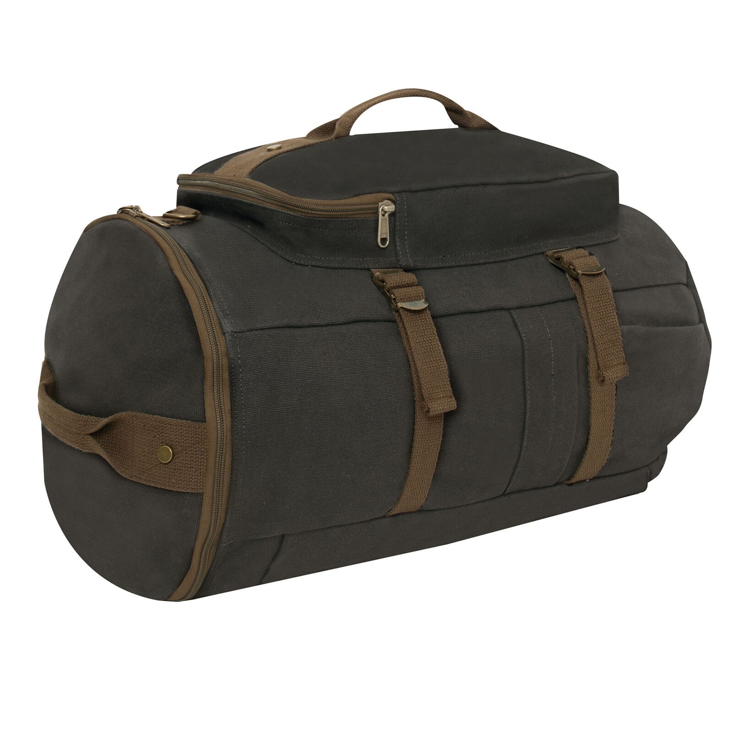 Dark Grey Convertible Canvas Duffle Backpack