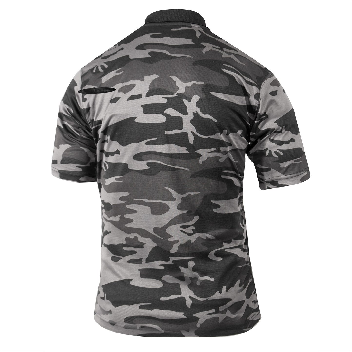Men's Black Camo Moisture Wicking Polo Short Sleeve Polyester Shirt