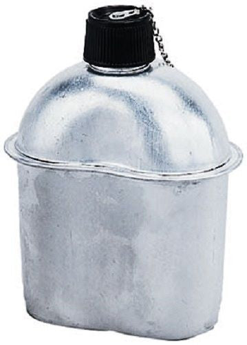 Heavy Gauge Aluminum 1 QT Canteen - Screw-On Top With Safety Chain