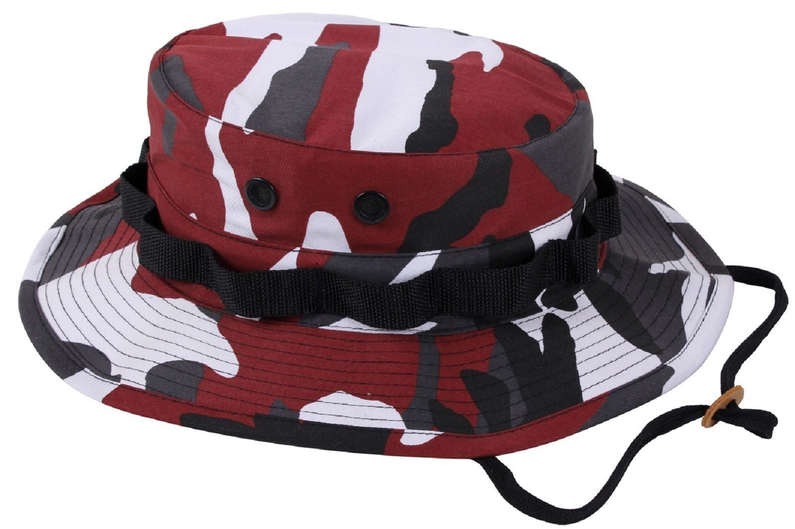 Red camo shop bucket hat