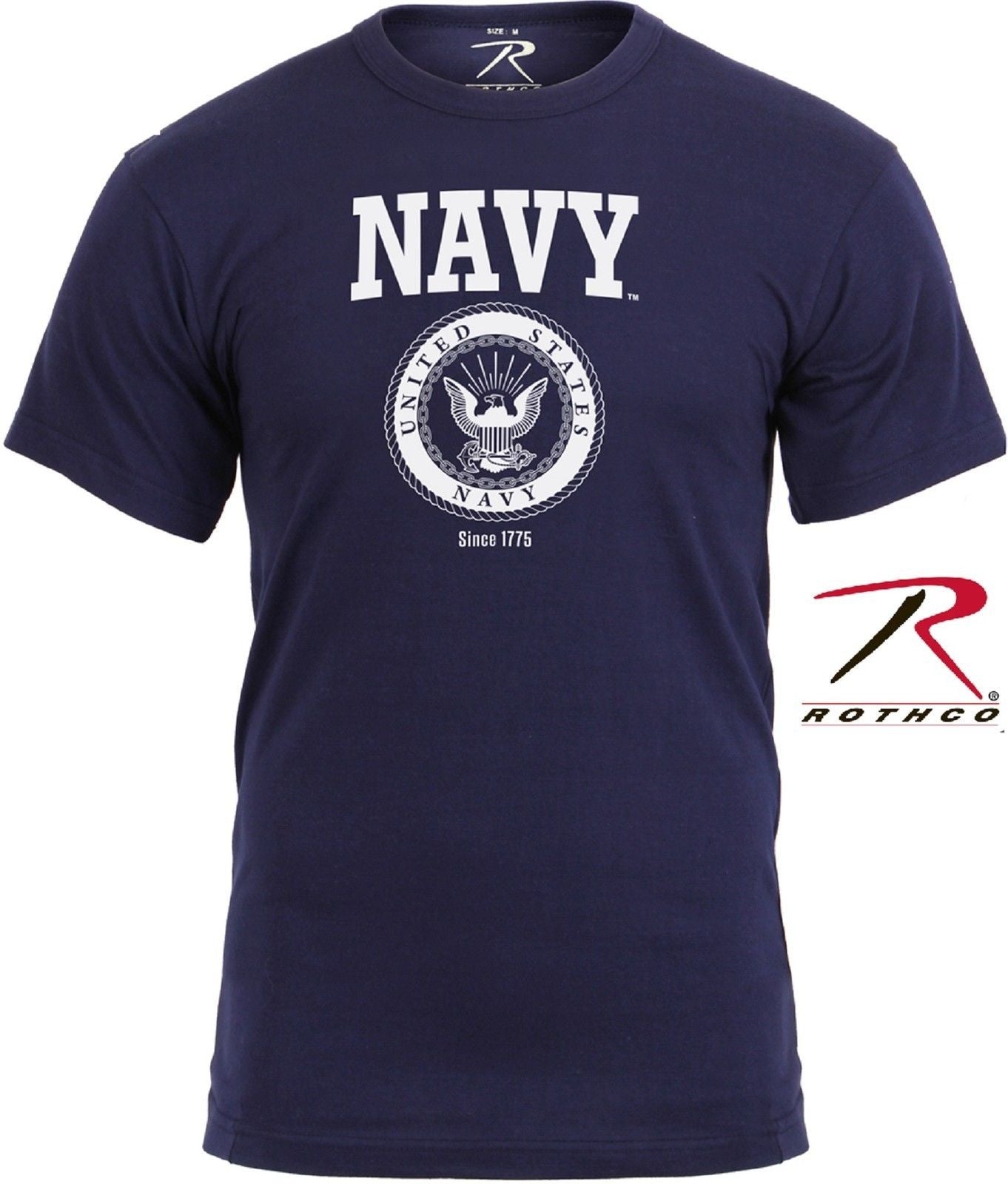 Mens USA Navy Emblem Tee Shirt - Rothco Dark Blue US NAVY TShirts