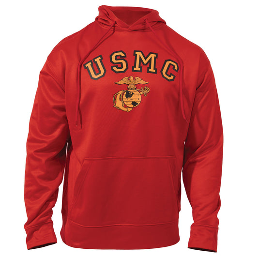 Red USMC Eagle Globe and Anchor Pullover Hooded Sweatshirt Hoodie