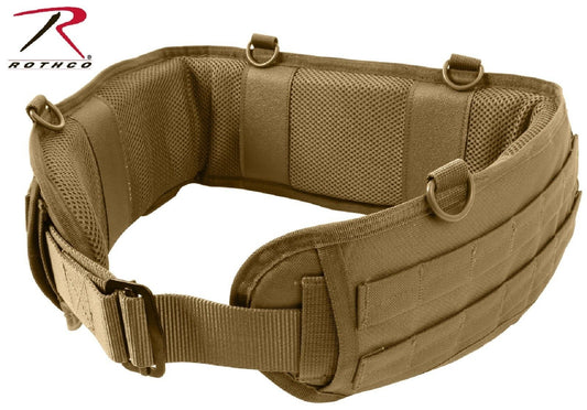 Coyote Brown Tactical Duty Belt - Rothco Padded Mesh Non-Slip D-Ring Belt