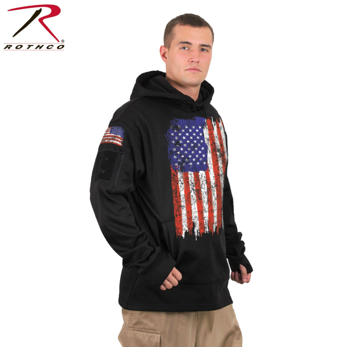 Rothco U.S. Flag Concealed Carry Black Pullover Hoodie
