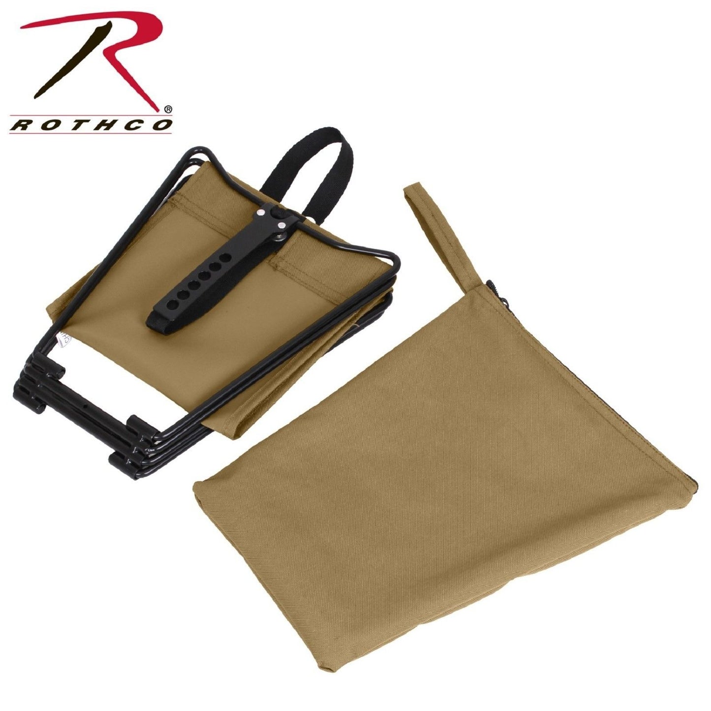 Rothco Coyote Brown Lightweight Foldable Portable Sitting Stool & Carry Pouch