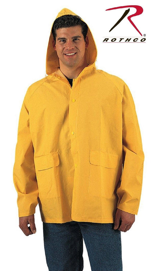 Rothco PVC Rain Jacket - Classic Yellow PVC Rain Coat with Drawstring Hood