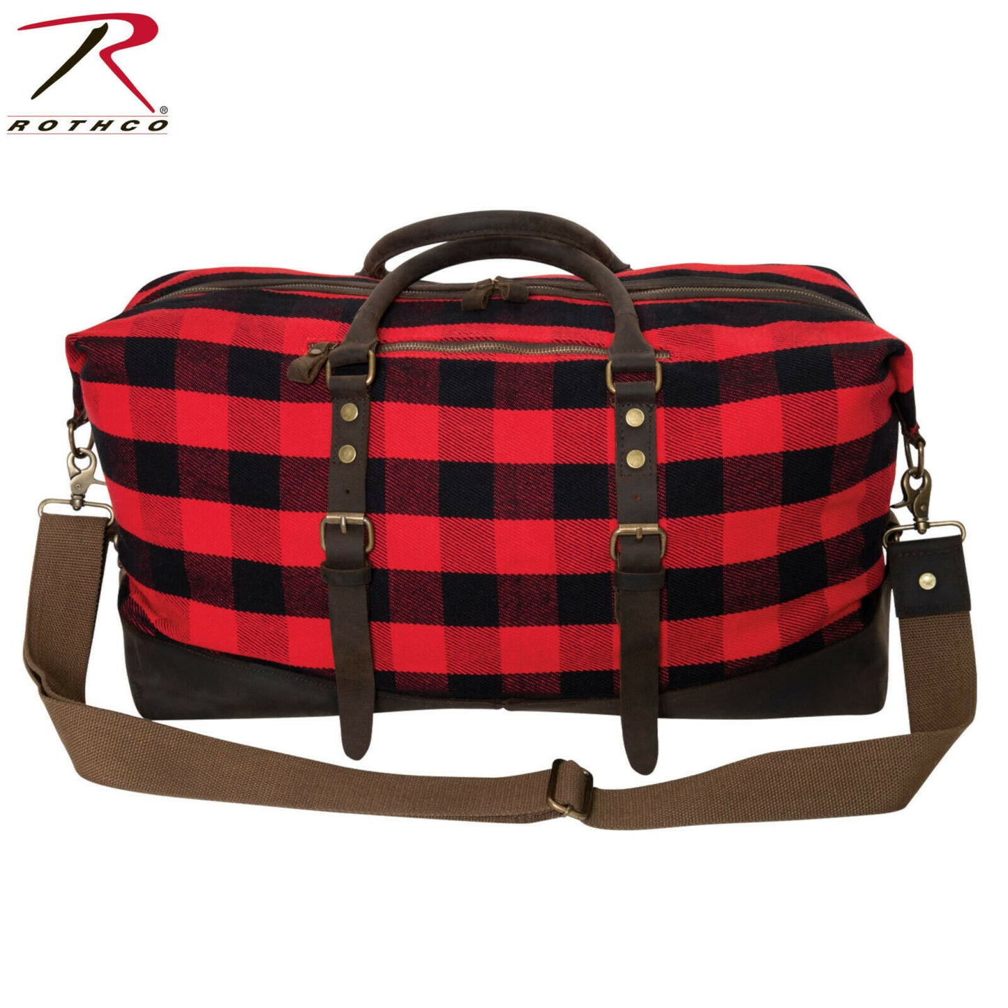 Red Plaid Extra Large Canvas Travel Bag - Rothco Extended Weekender Bag 23x11x14