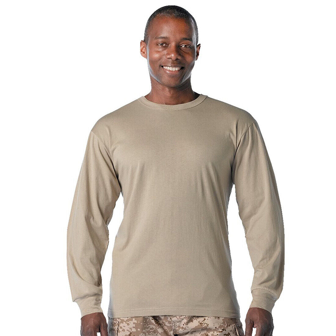 Men's Moisture Wicking Desert Sand Long Sleeve 100% Polyester T-Shirt