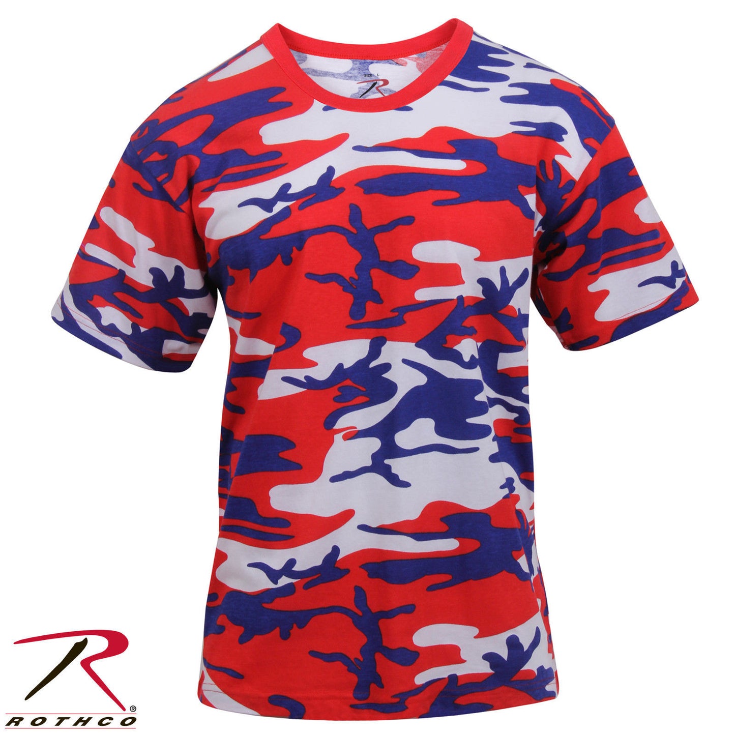 Men's American Camo Short Sleeve T-Shirt - Rothco Red White Blue Color Camo Tee