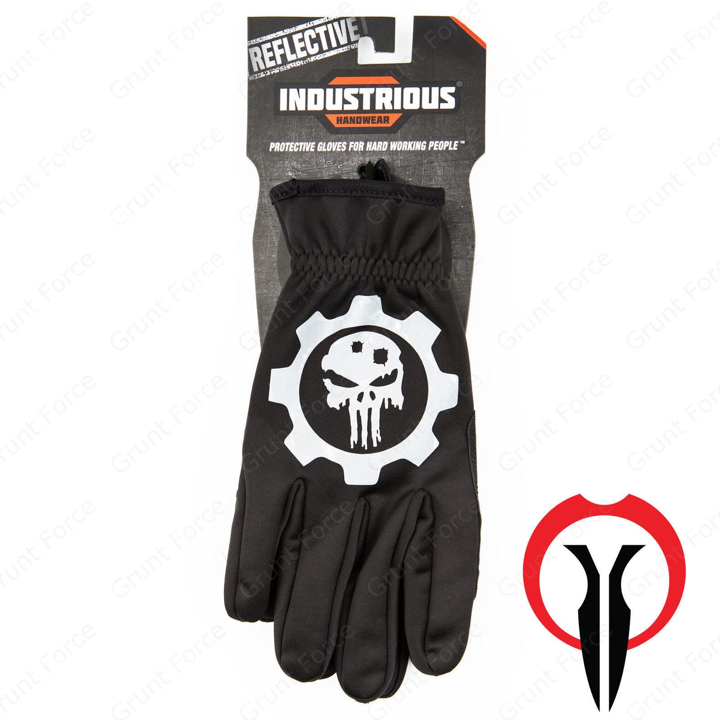 Industrious Handwear Black Full Finger "Punisher" Skull & Gear Logo Gloves