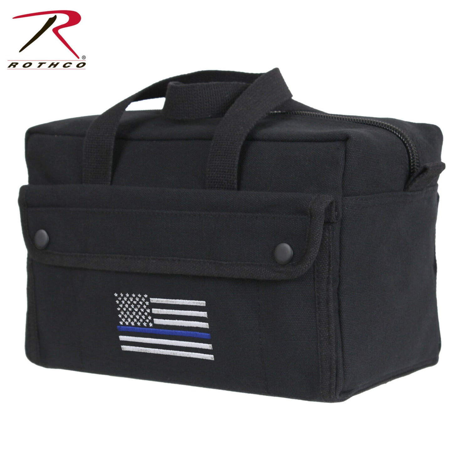 Rothco Heavyweight Black Canvas Tool Bag With Embroidered Thin Blue Line US Flag