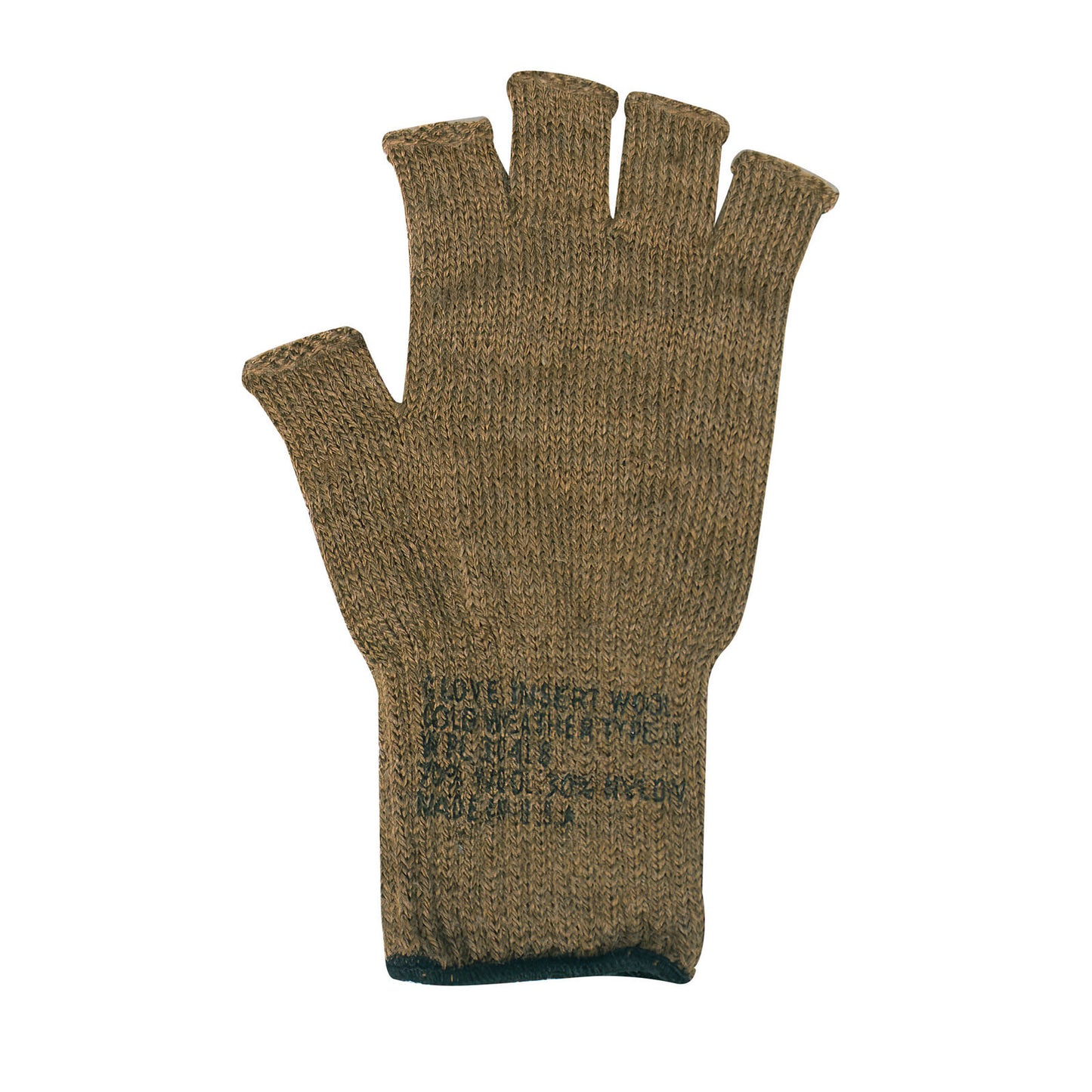 Coyote Brown Fingerless Wool Blend Gloves Adult Unisex Ambidextrous Winter Glove