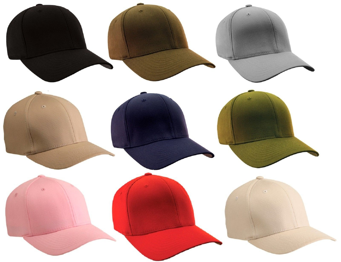 Flexfit Plain Fitted Mid-Profile Baseball Cap Hat Wooly Flex Fit S/M or L/XL